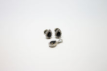 Load image into Gallery viewer, Black drop silver jewelry set