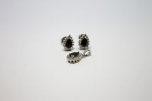 Load image into Gallery viewer, Black drop silver jewelry set