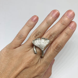 Ginkgo leaf silver ring no.1 adjustable size