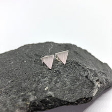 Load image into Gallery viewer, GEOM Triangle silver stud earrings
