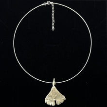 Load image into Gallery viewer, Ginkgo large silver pendant with necklace
