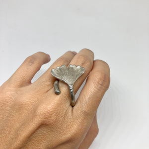 Ginkgo leaf silver ring no.1 adjustable size