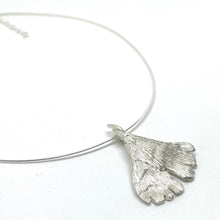 Load image into Gallery viewer, Ginkgo large silver pendant with necklace
