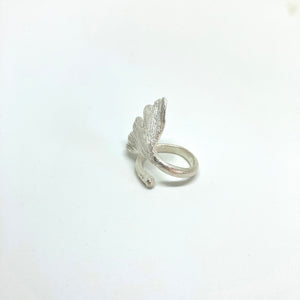 Ginkgo leaf silver ring adjustable size 50-54