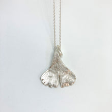 Load image into Gallery viewer, Ginkgo large silver pendant with necklace
