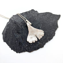 Load image into Gallery viewer, Ginkgo large silver pendant with necklace
