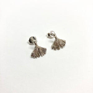Ginkgo silver stud earrings