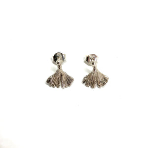Ginkgo silver stud earrings