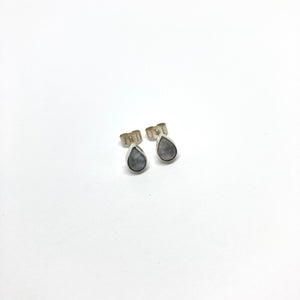 Moonstone drop silver stud earrings