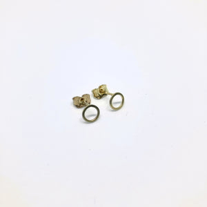 Circle gold-plated silver stud earrings