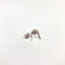 Load image into Gallery viewer, Line silver and gold asymmetric stud earrings
