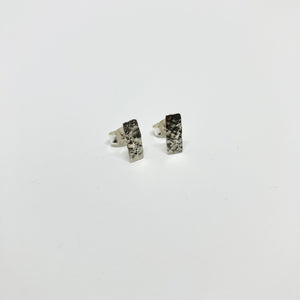 Raindrops - Band silver stud earrings