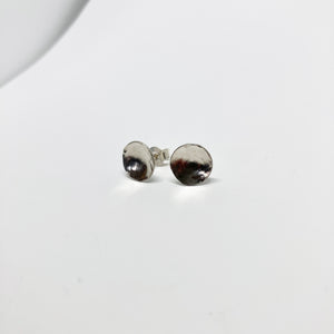 Raindrops - Lake silver stud earrings
