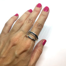 Load image into Gallery viewer, Black zirconia silver ring
