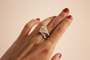 Ginkgo leaf silver ring adjustable size
