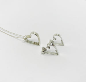Silver heart earrings with balls