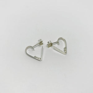 Silver heart earrings with balls