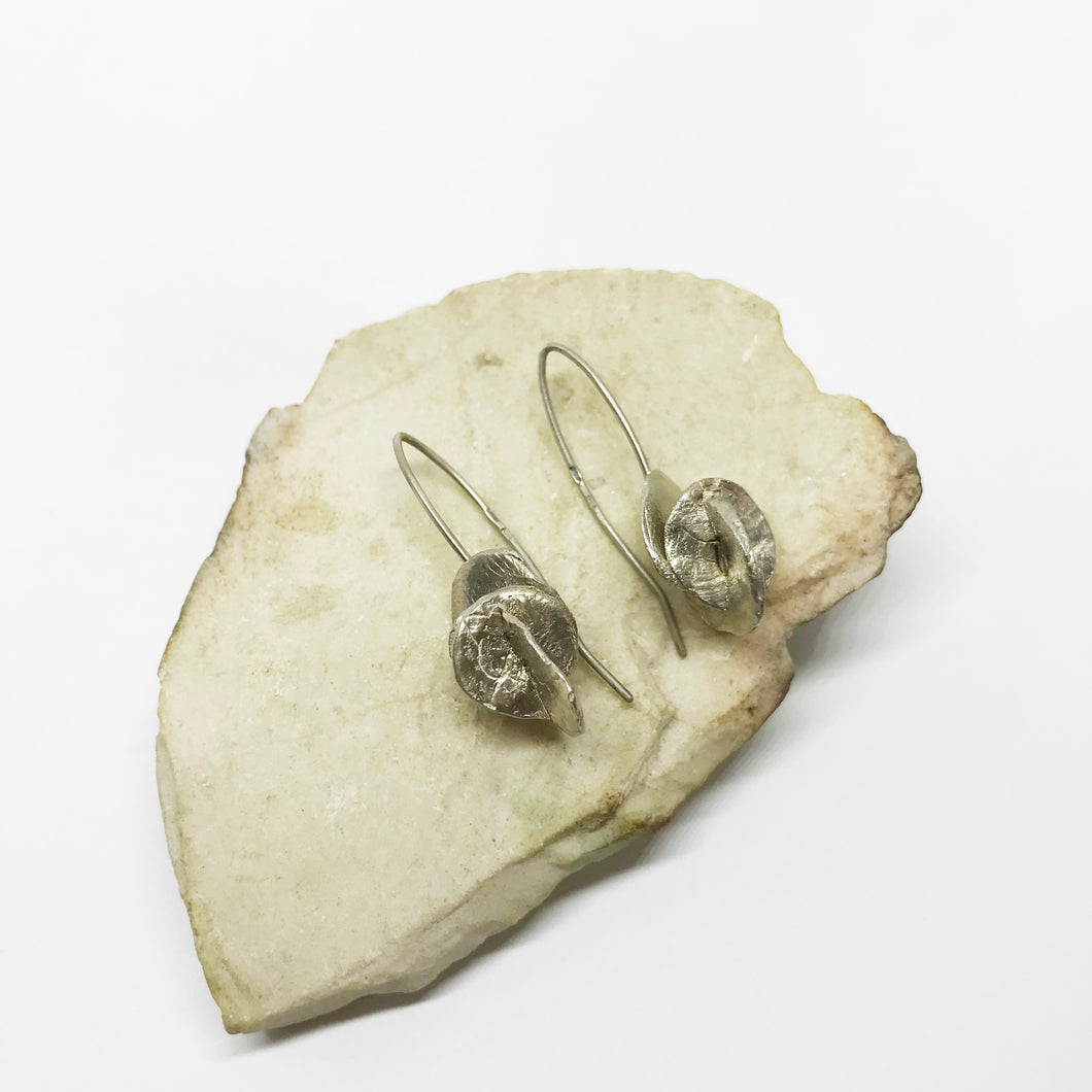 Desert rose silver earrings