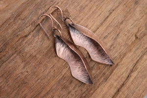 Kiss copper fold formed earrings