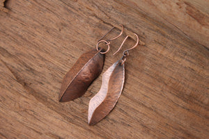 Kiss copper fold formed earrings