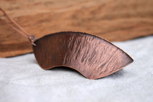 Kiss copper fold formed necklace