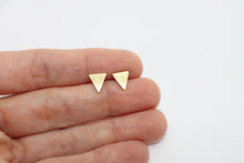 Load image into Gallery viewer, GEOM Triangle brass stud brushed earrings
