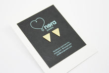 Load image into Gallery viewer, GEOM Triangle brass stud brushed earrings
