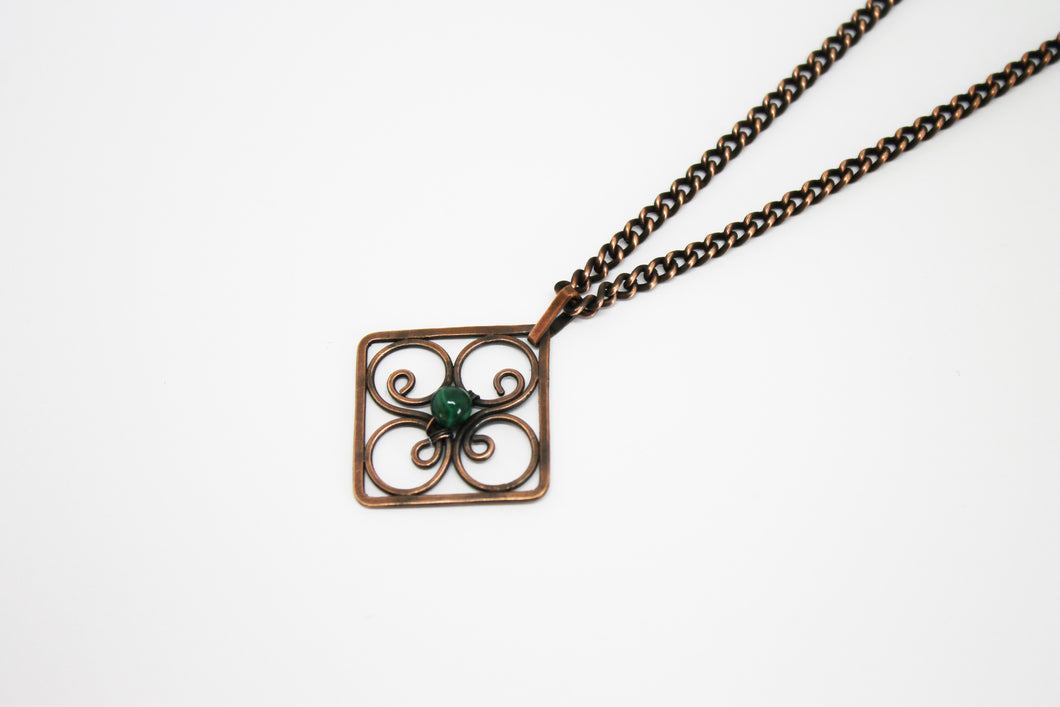 Baroque window copper necklace with malachite