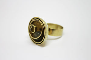 Contemporary brass ring with labradorite