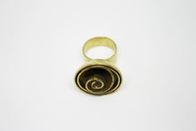 Load image into Gallery viewer, Contemporary brass ring with labradorite
