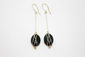 Obsidian silver earrings