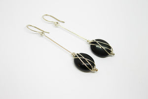 Obsidian silver earrings
