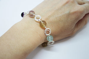 Silver plated bracelet with fluorite