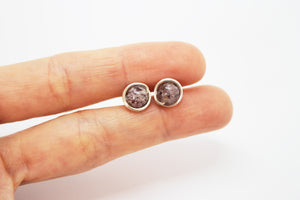 Minimal stud earrings quartz silver plated