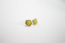 Load image into Gallery viewer, Minimal stud earrings jade silver plated
