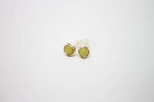 Minimal stud earrings jade silver plated