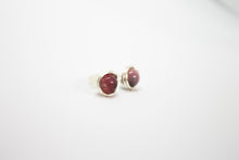 Load image into Gallery viewer, Minimal stud earrings green-pink agate silver plated
