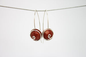 Minimal curl silver plated coral earrings