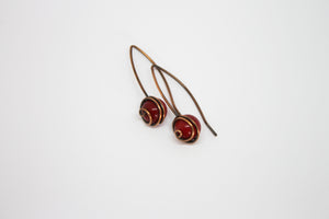 Minimal curl copper coral earrings