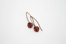 Load image into Gallery viewer, Minimal curl copper coral earrings
