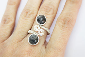 Larvikite ring silver plated