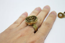 Load image into Gallery viewer, Play with me! Brass ring and earrings set with moonstone

