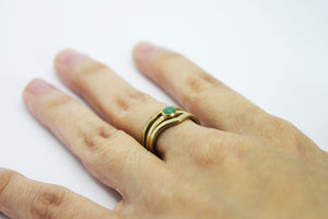 Chrysoprase minimal brass ring