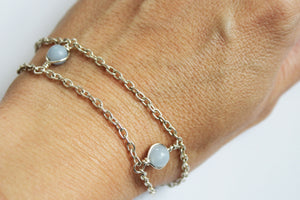 Silver plated angelite bracelet