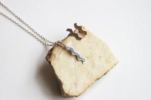 Waves silver pendant with necklace