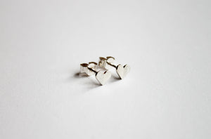Heart silver stud earrings bright-structured TO ORDER!