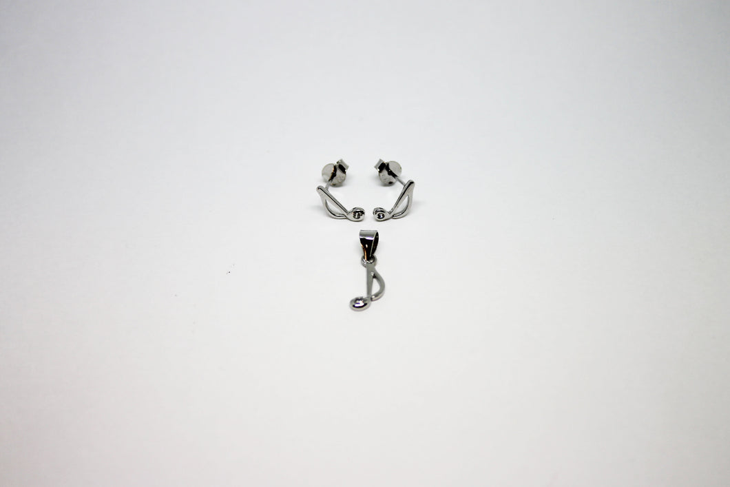 Musical note silver jewelry set