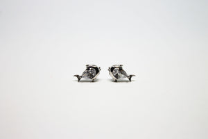 Fish silver earrings with zirconia