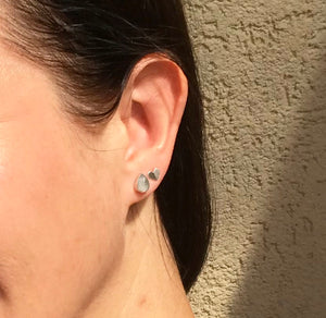 Heart silver stud earrings structured